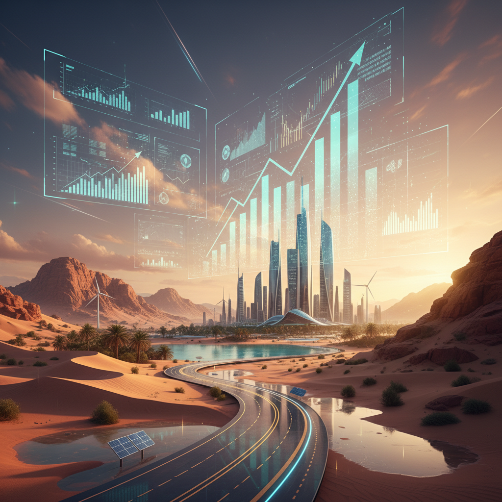 Saudi Arabia economic growth charts abstract technology