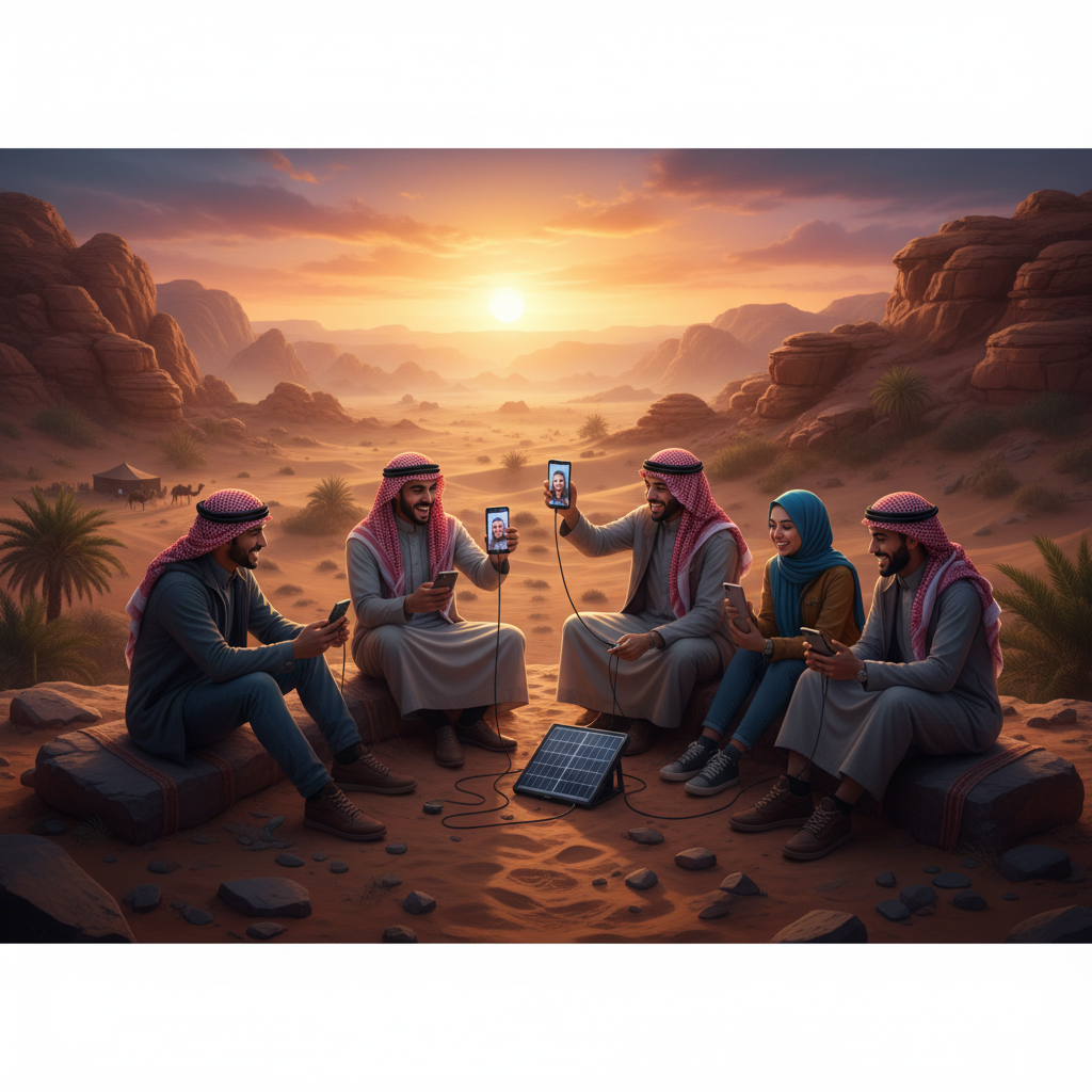 Group of friends connecting online Saudi Arabia