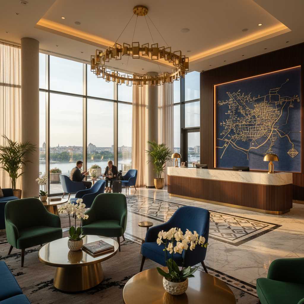 Modern hotel interior in Serbia and Montenegro horizontal photo