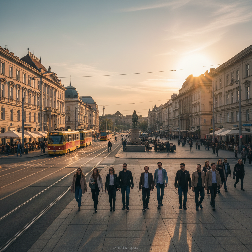 Street view of Niš city center, Serbia