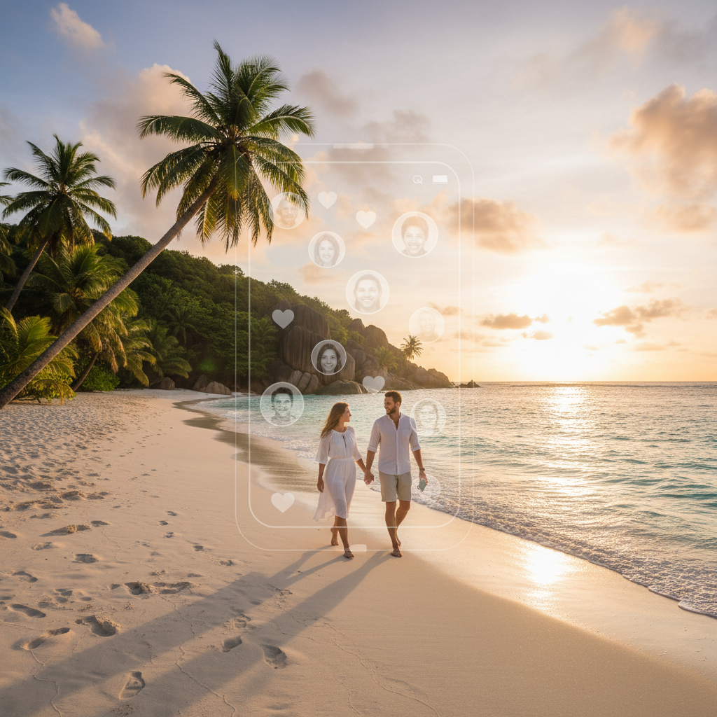 Seychelles dating culture young couple interacting cafe seaside