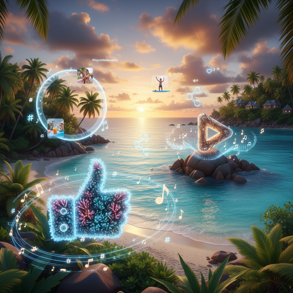 Seychelles social media trends youth using phones beach bars