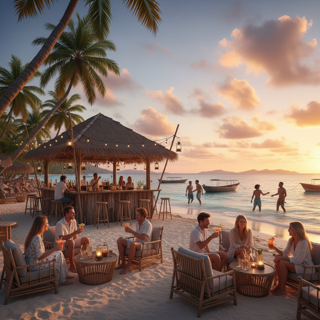 Seychelles date venues beach cafe lively local market weekend