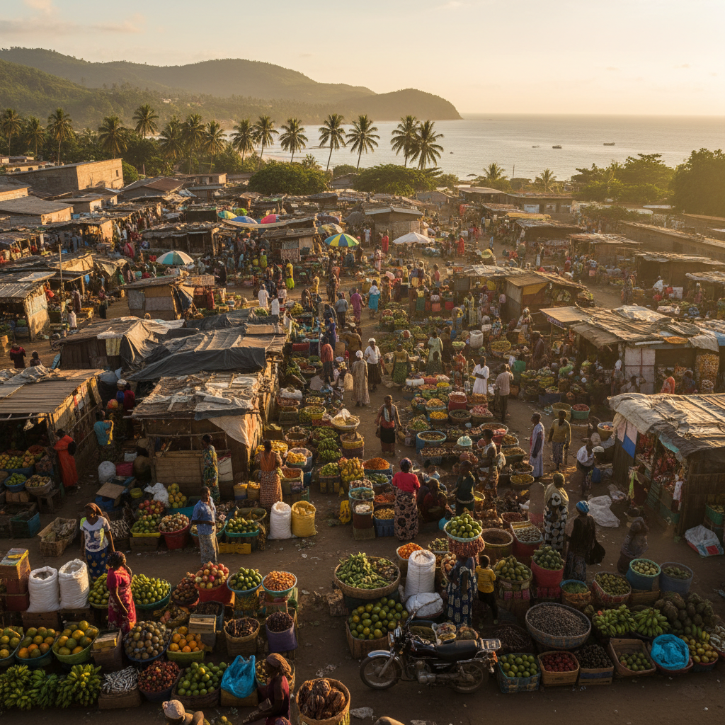 Sierra Leone bustling marketplace