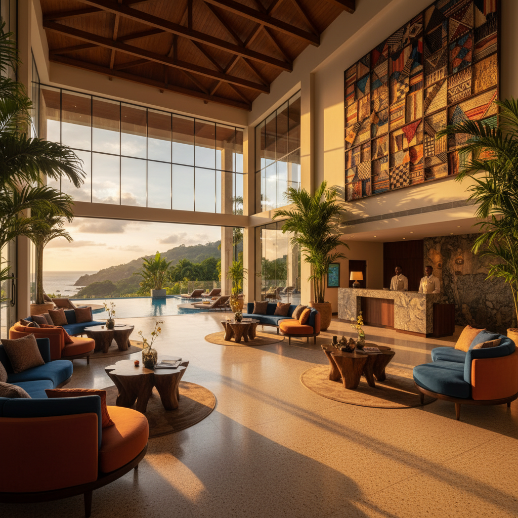 Modern hotel lobby in Sierra Leone