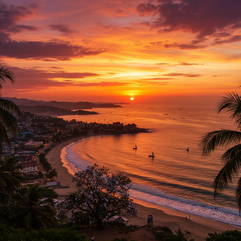 Romantic sunset view over Freetown
