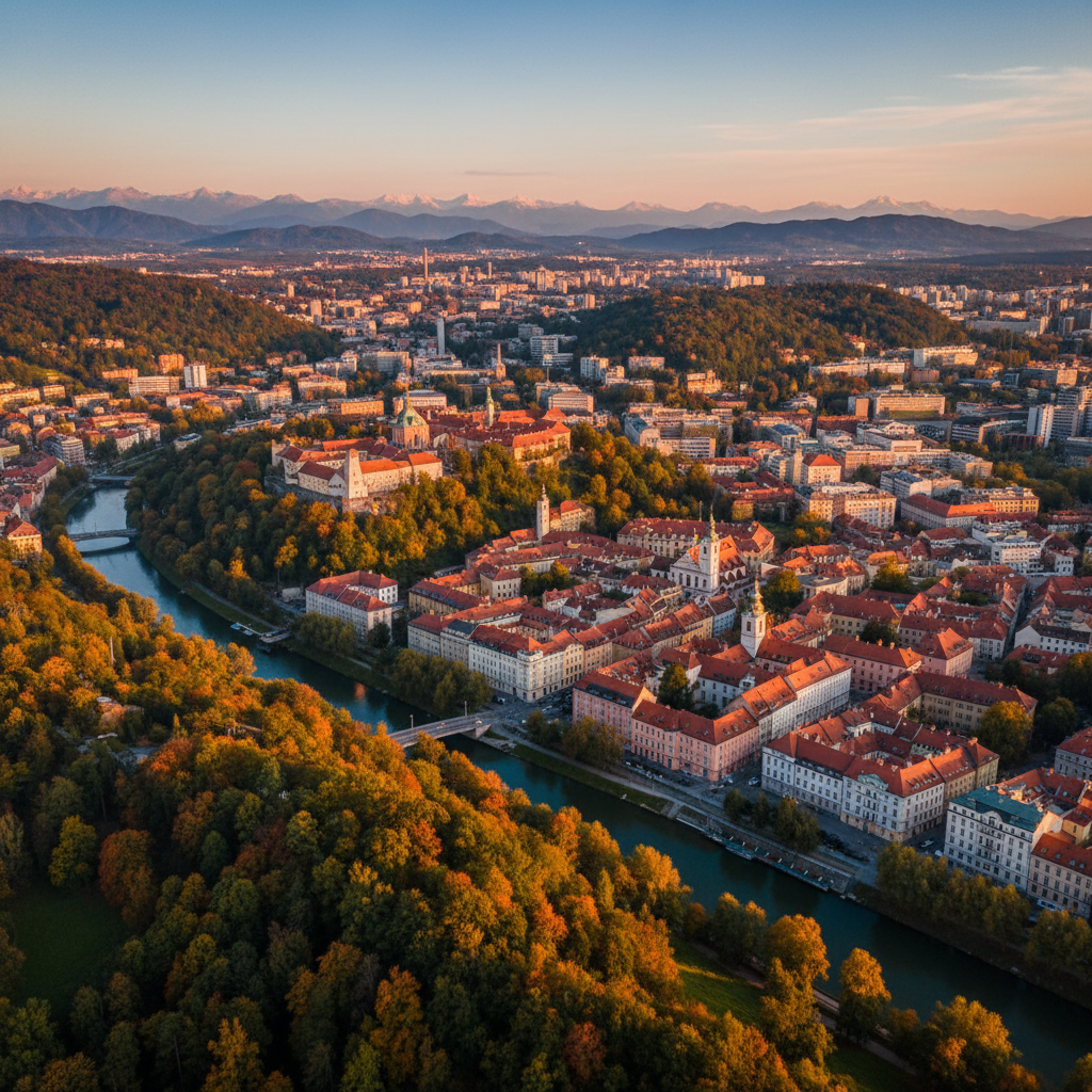 Slovenia landscape overview wide shot