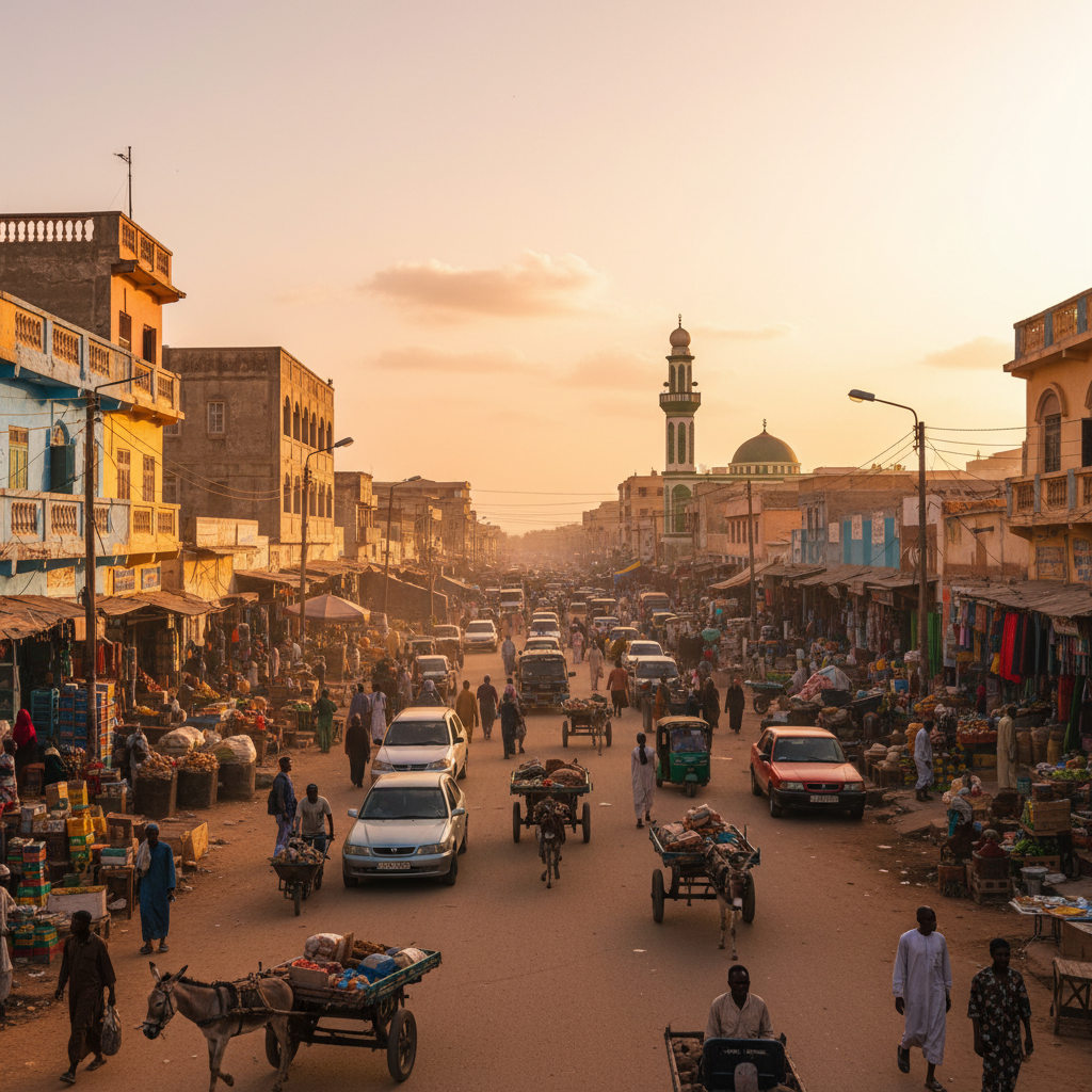 Mogadishu cityscape busy street horizontal
