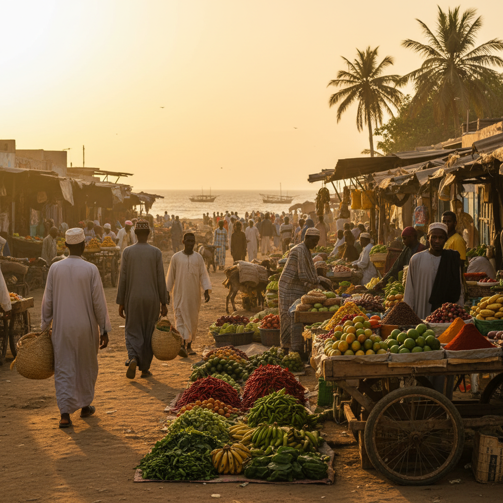 Somali marketplace shopping scene horizontal