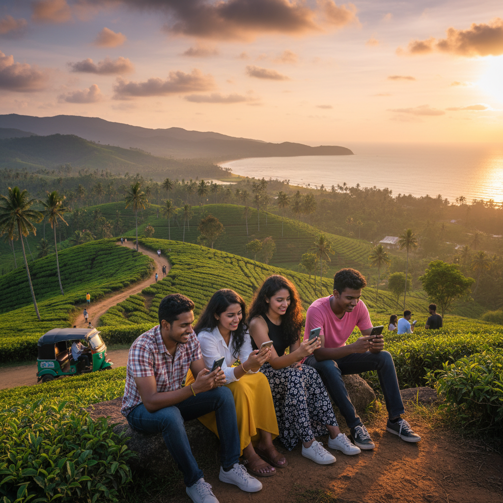 Sri Lanka youth engaging with mobile trends
