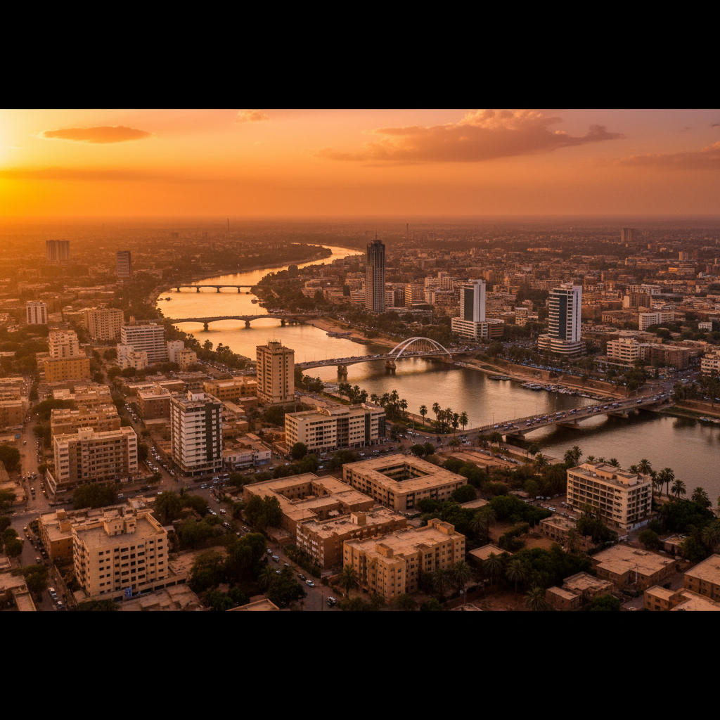 Panoramic view of Khartoum cityscape, Sudan, daytime, horizontal