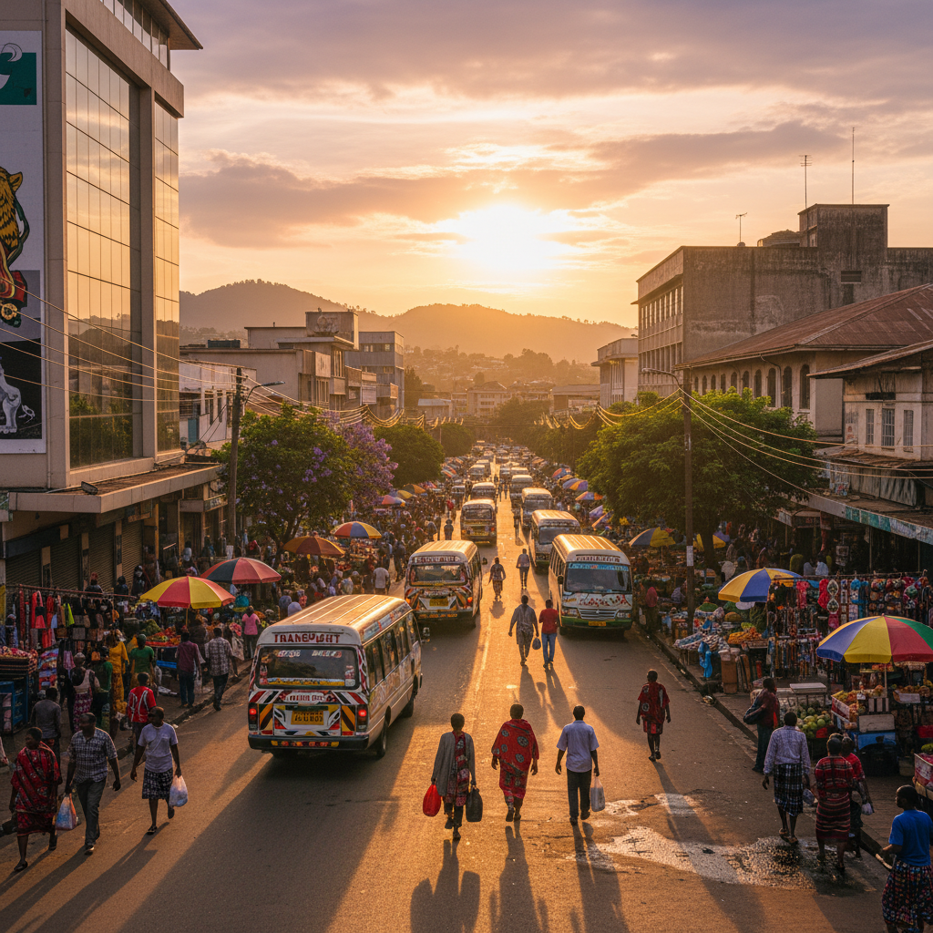 bustling city street in Mbabane, Eswatini