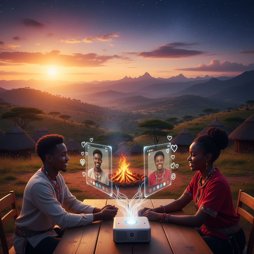 couple on a digital date in Eswatini