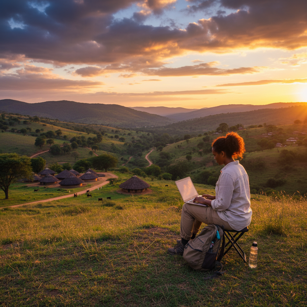 entrepreneur working on laptop in Eswatini