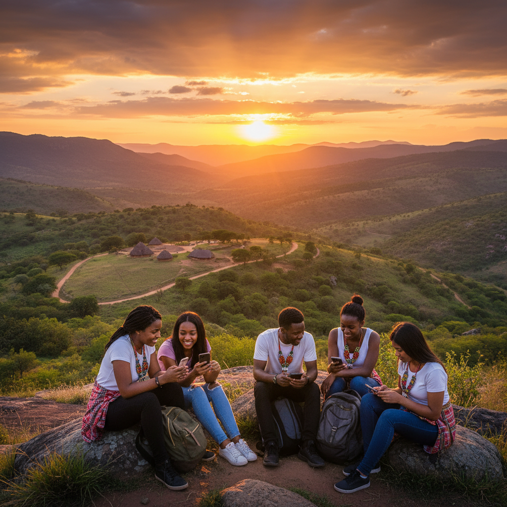 young adults using smartphones in Eswatini