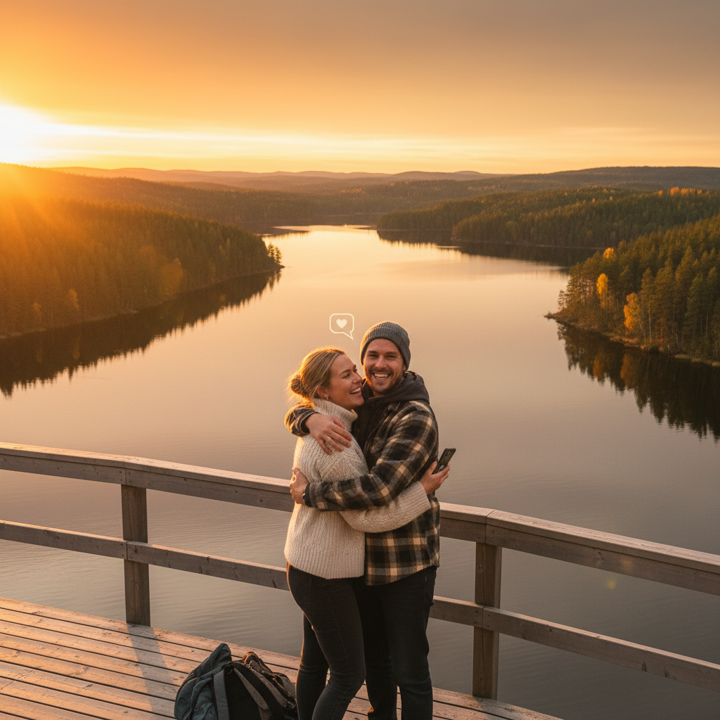 Couple meeting via dating app Sweden