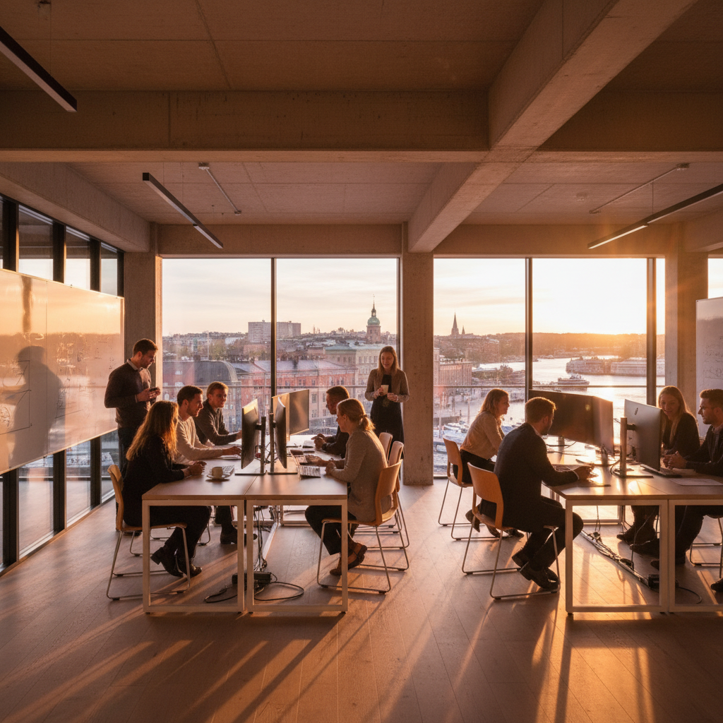 People collaborating in a modern office Sweden