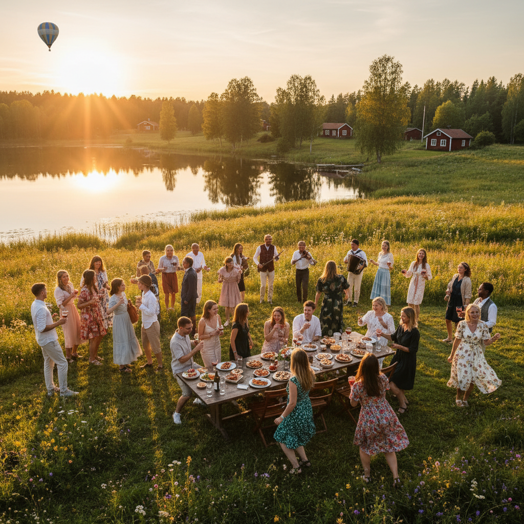 Diverse group of people joining a social event Sweden