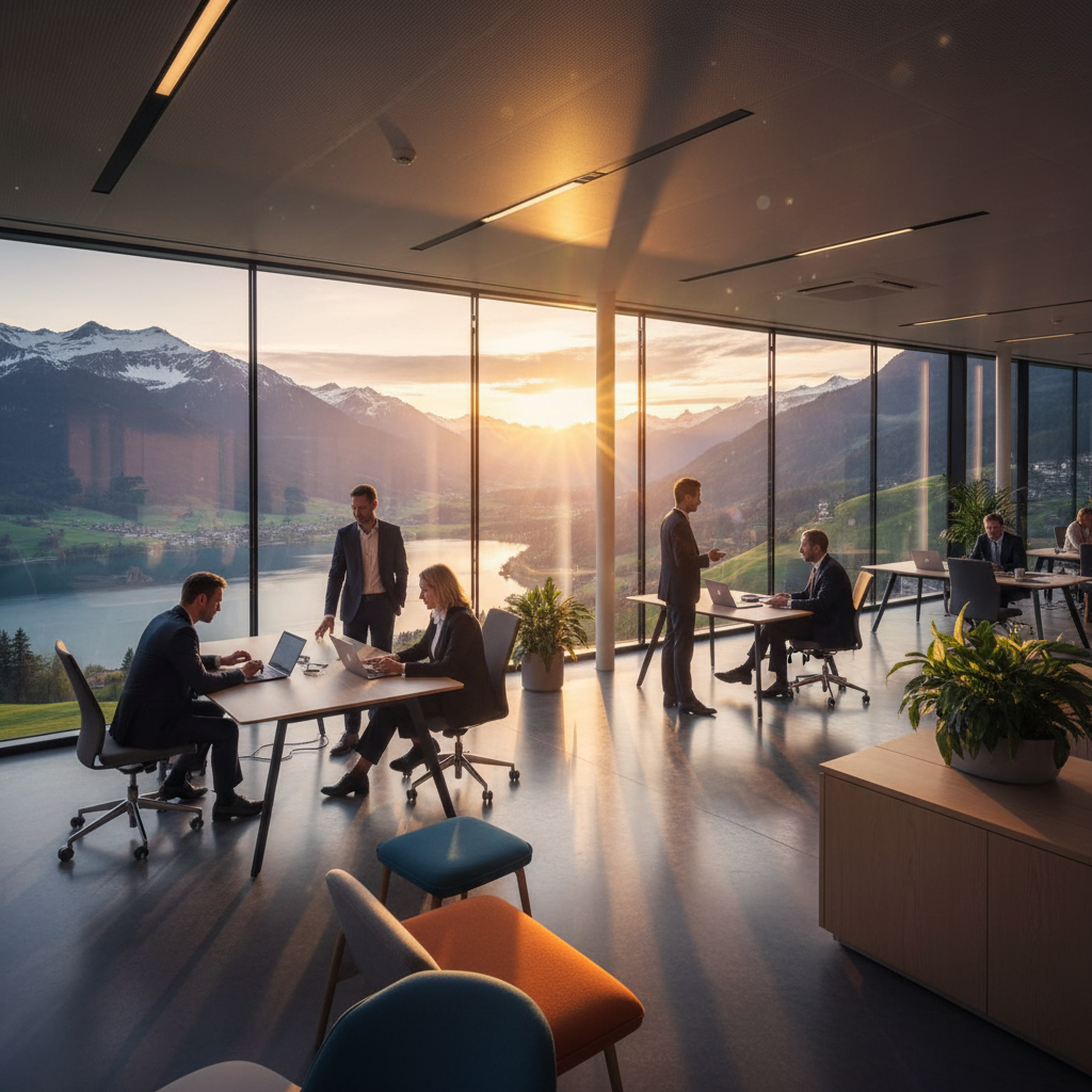 Business professionals in a modern office environment, Switzerland