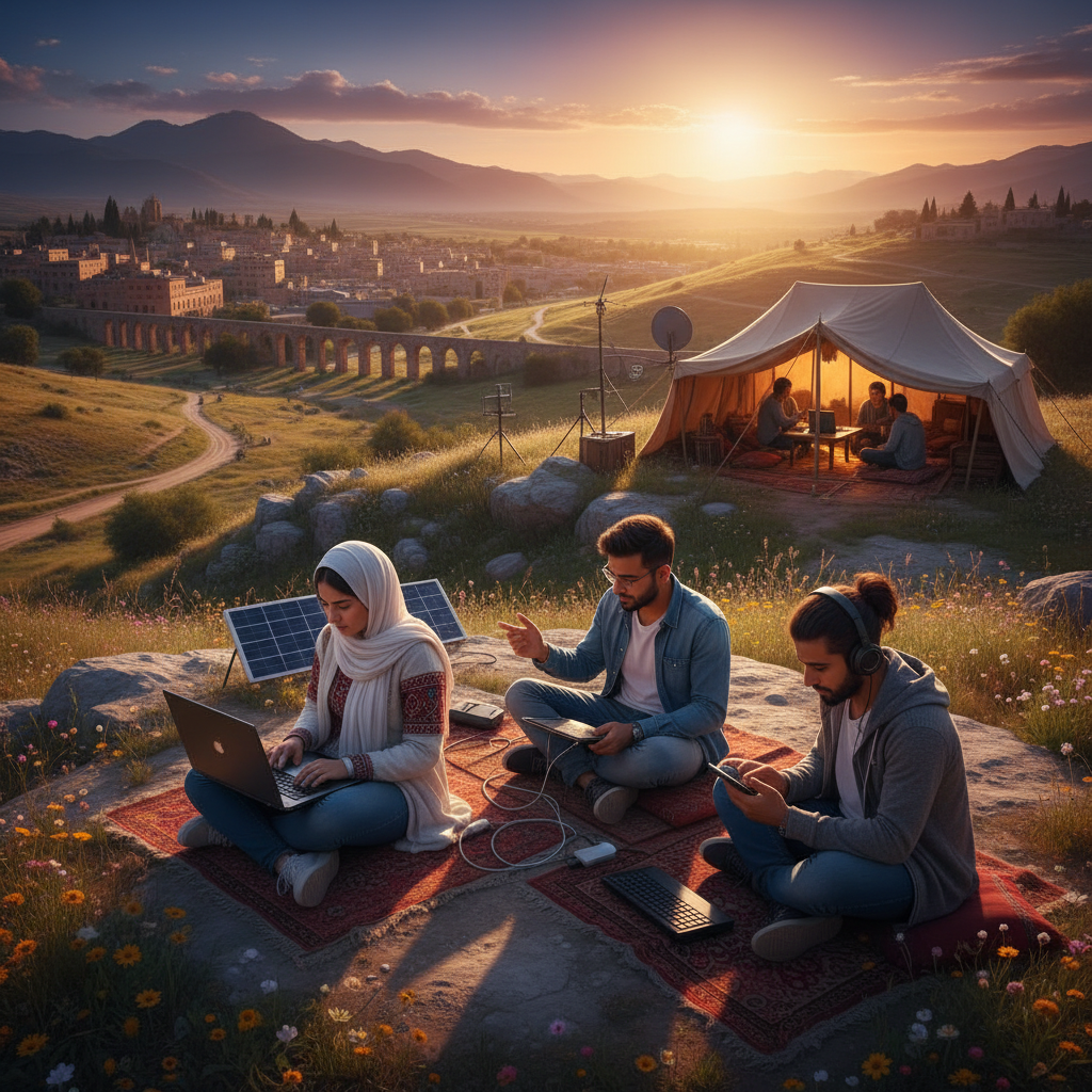 Syrians working online or remotely, horizontal