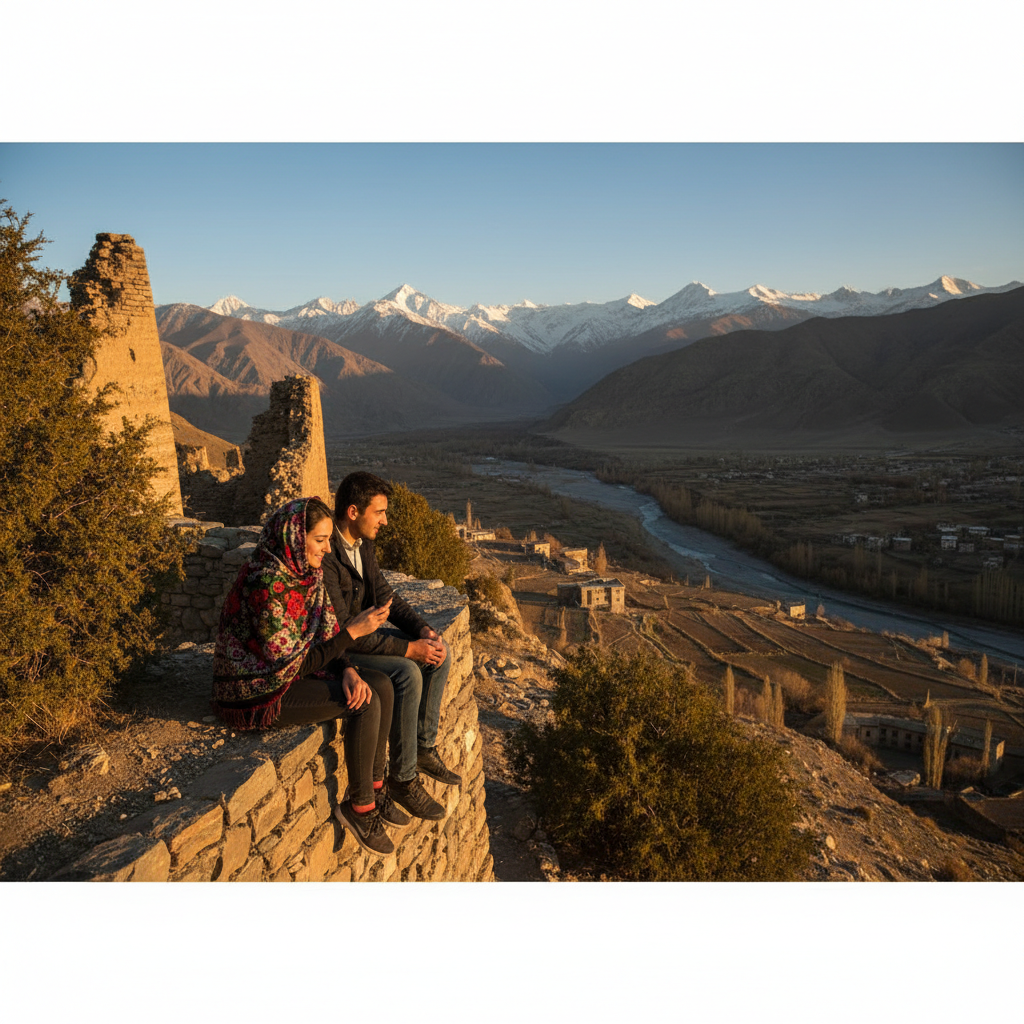 Tajikistan couple using dating app discreetly