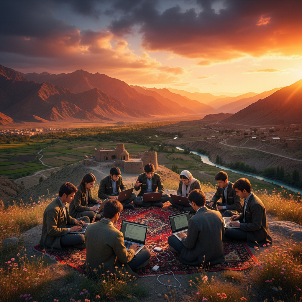 Tajikistan people working on laptops earning online