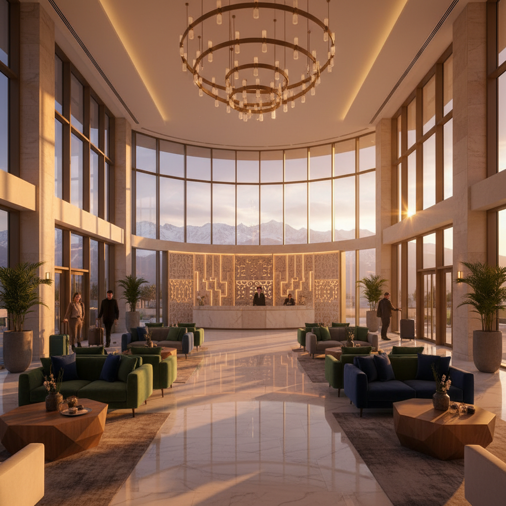 Tajikistan modern hotel lobby interior