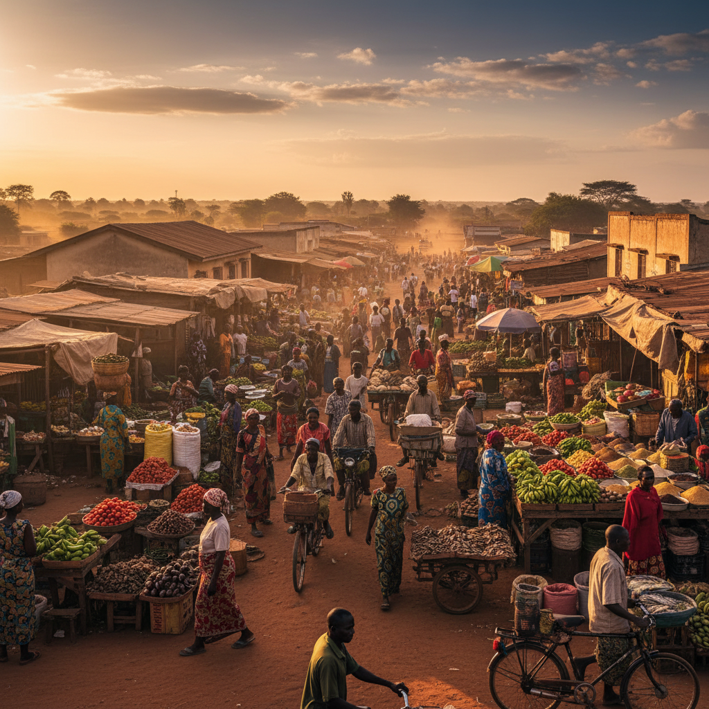 Tanzania economy street market horizontal