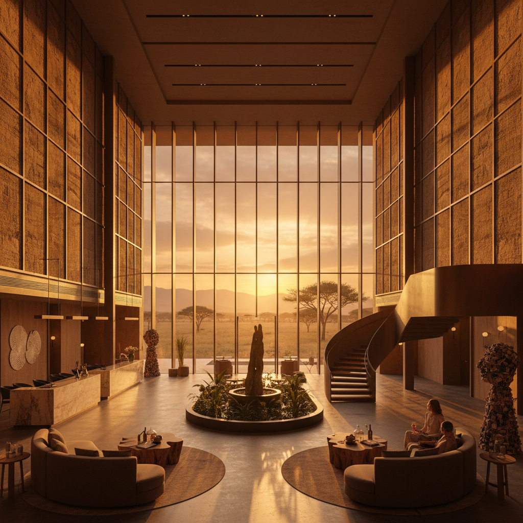 Modern hotel lobby Tanzania horizontal