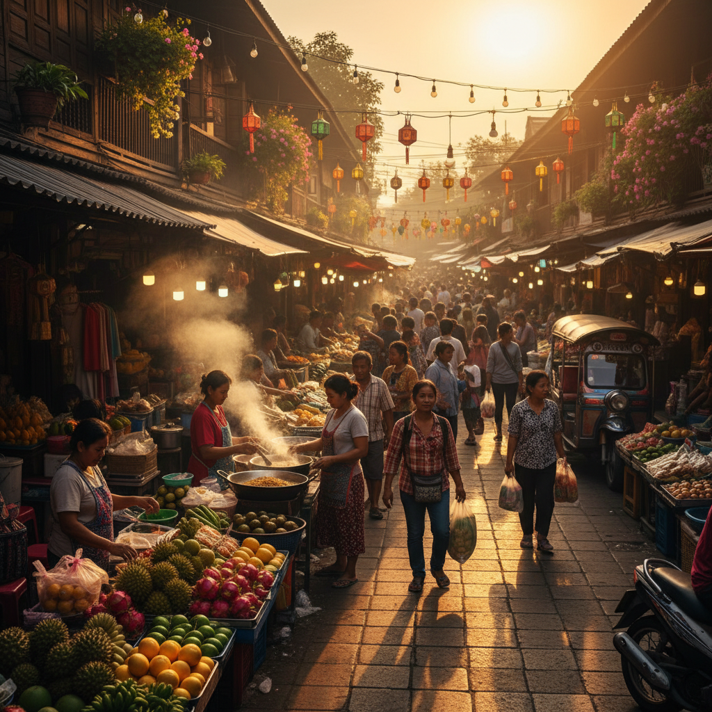 Thailand economic activity street market
