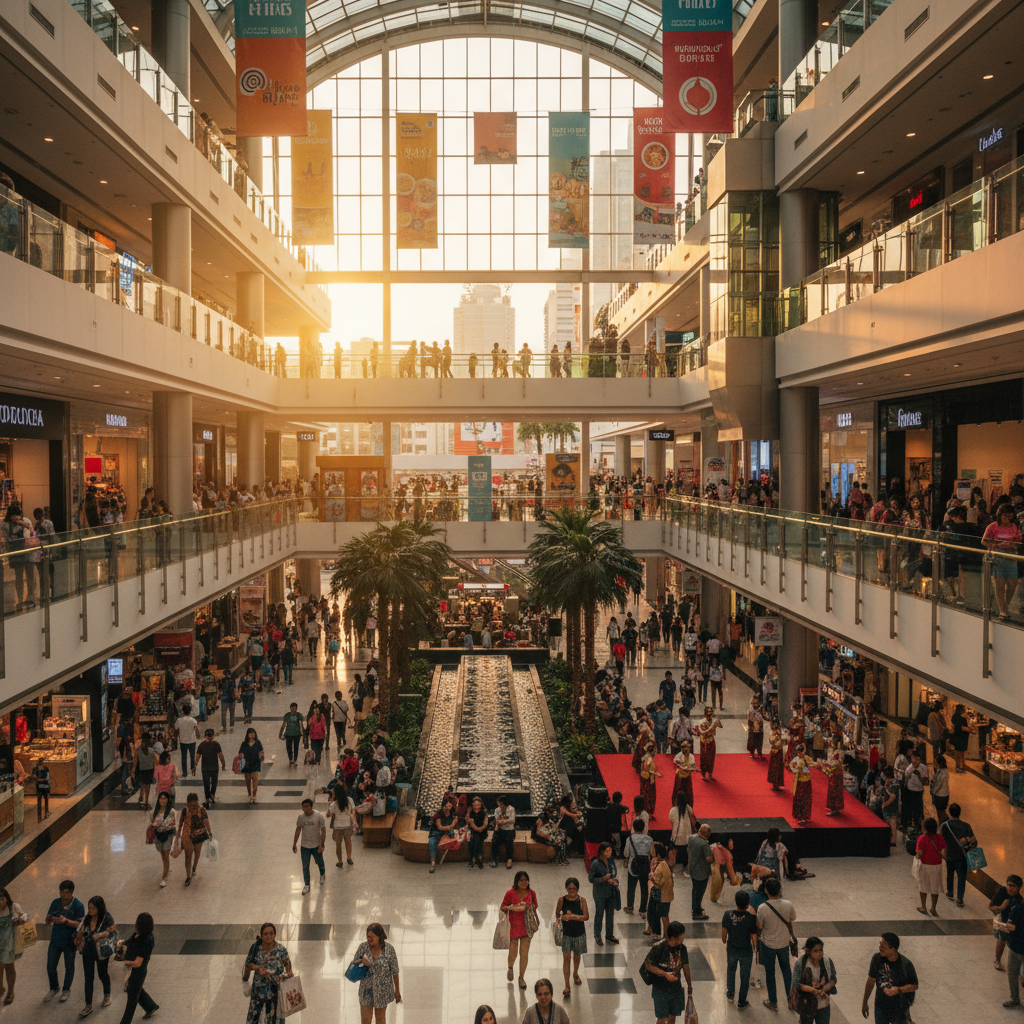 Bustling shopping mall Thailand