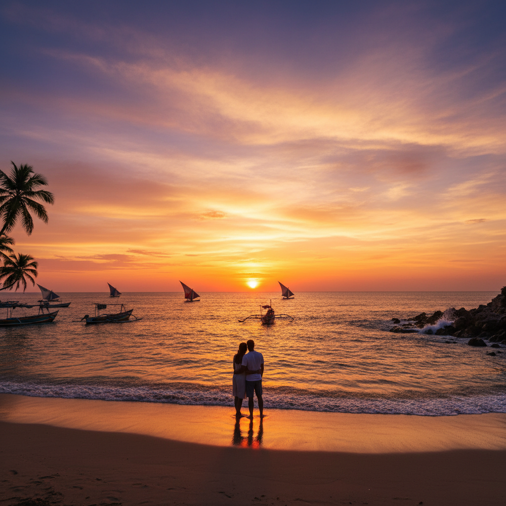 Romantic sunset view in Togo horizontal