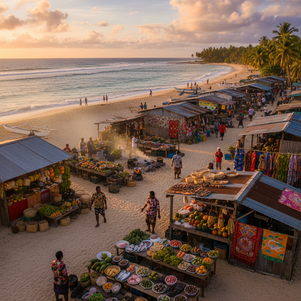 Tongan market stalls vibrant colors