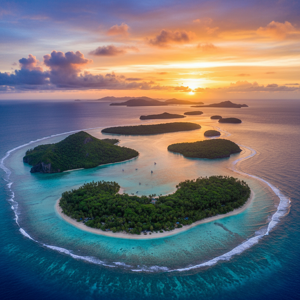 Tonga island overview aerial view