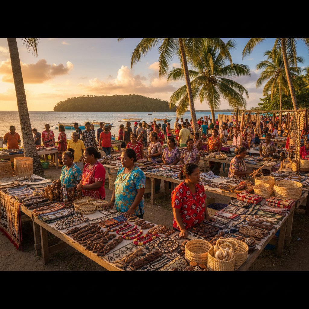 Local artisan selling crafts Tonga