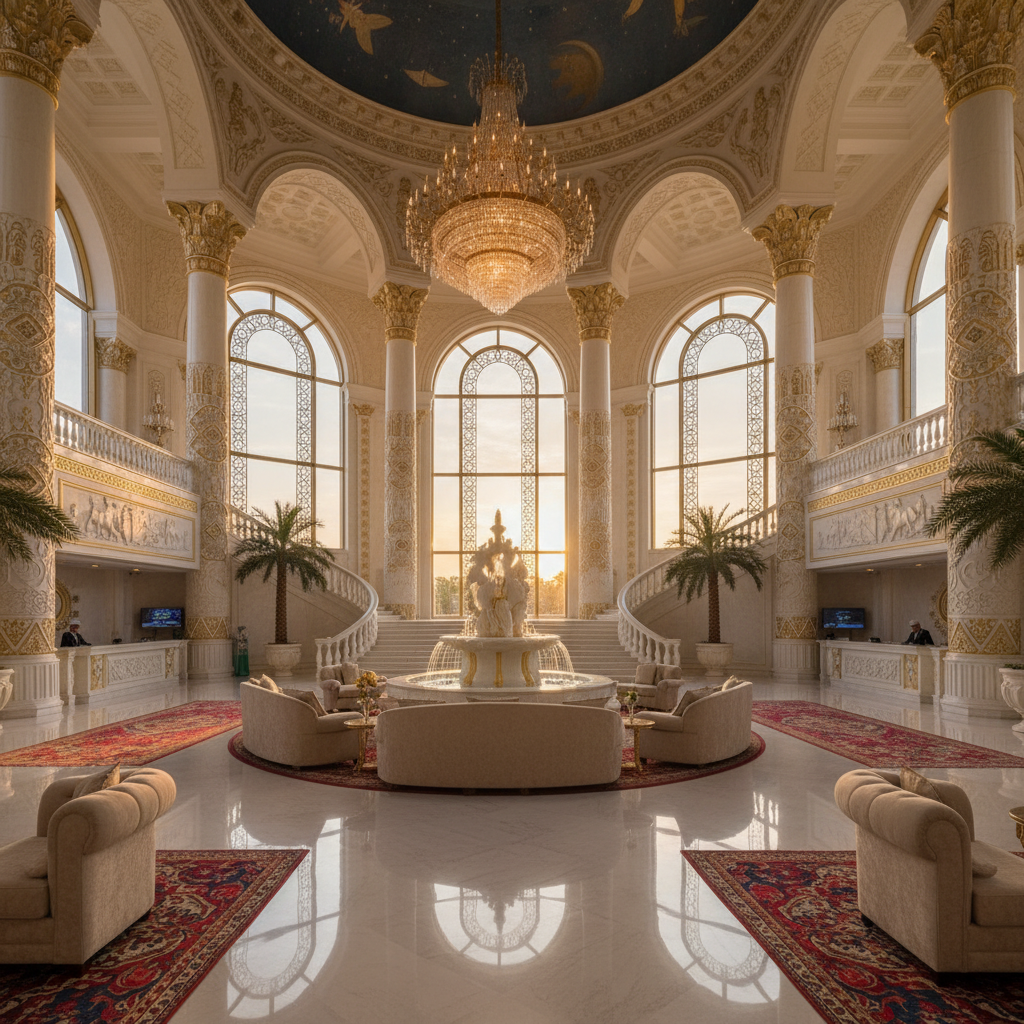 luxury hotel lobby in Ashgabat, Turkmenistan hotels, horizontal