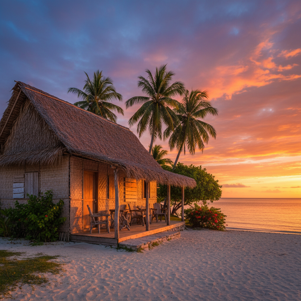 Tuvalu simple guesthouse exterior horizontal