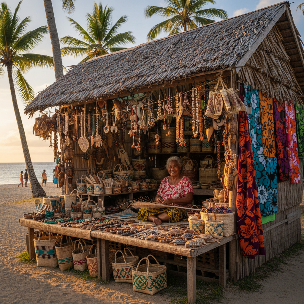 Tuvalu local handicraft shop stall horizontal