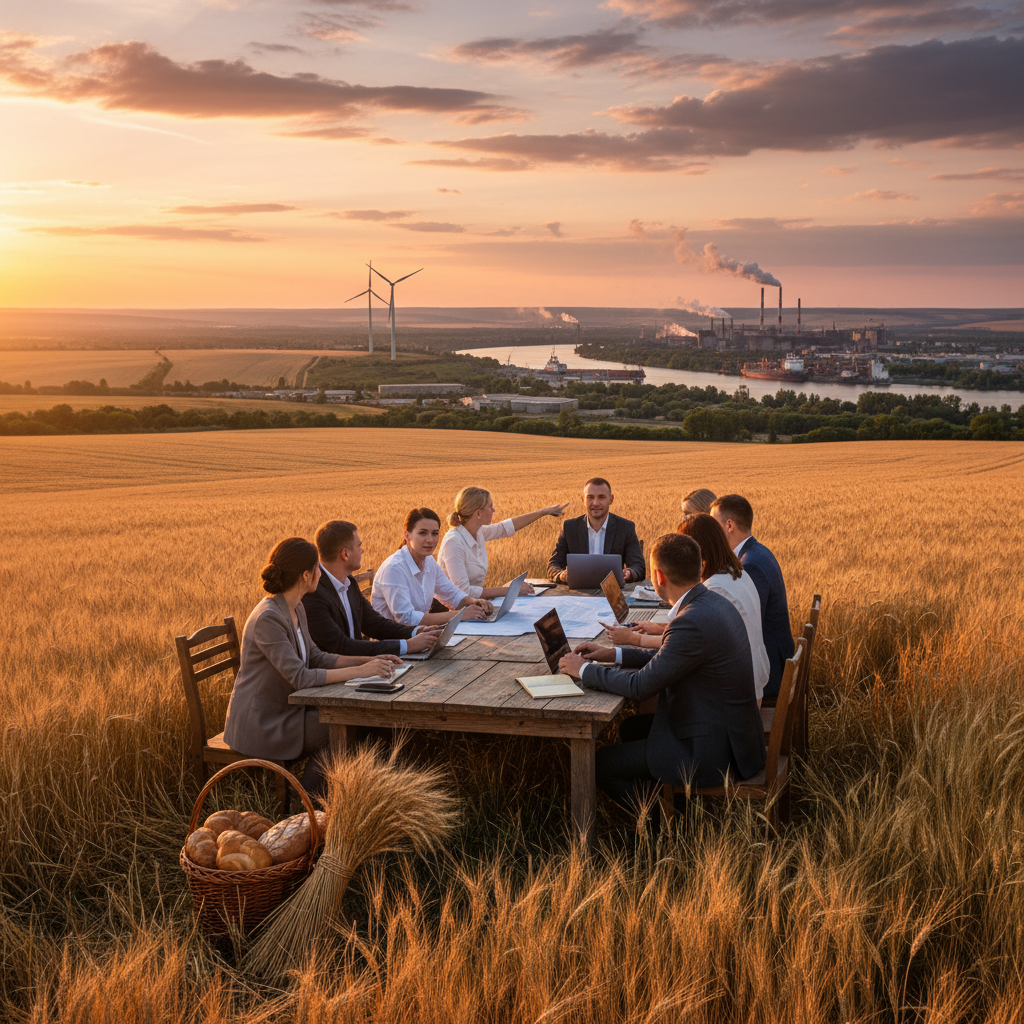 Ukraine technology and business abstract horizontal