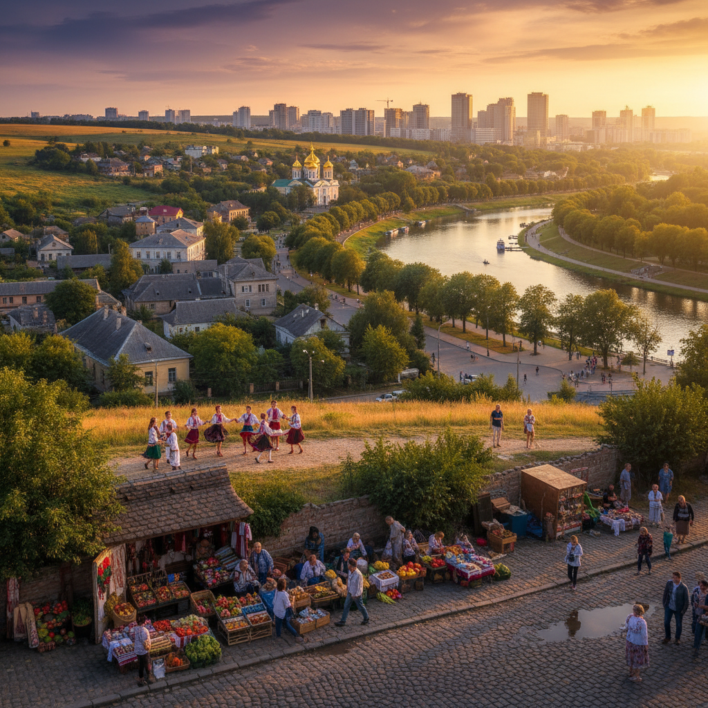 Ukraine cityscape overview modern architecture horizontal