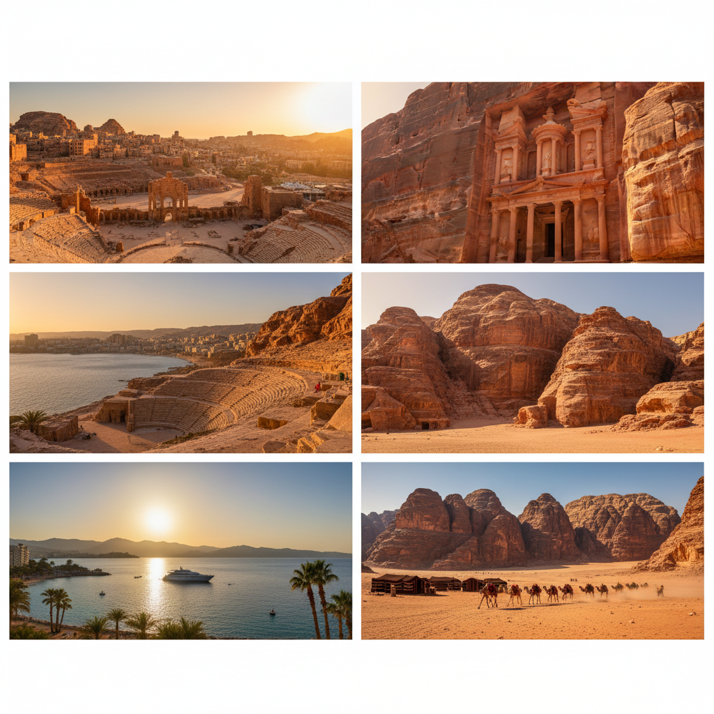 Amman Petra Aqaba Wadi Rum travel collage