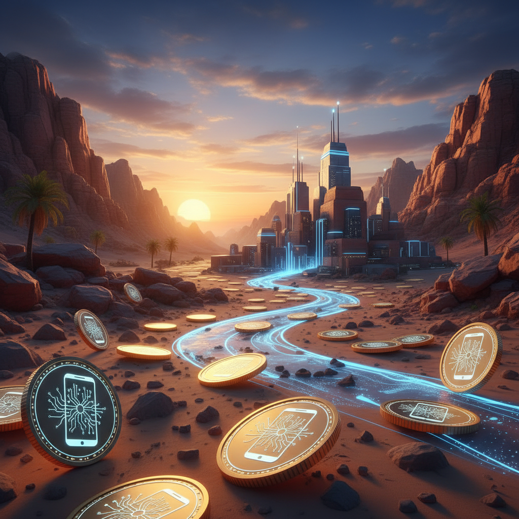 Jordan smartphone digital economy coins concept