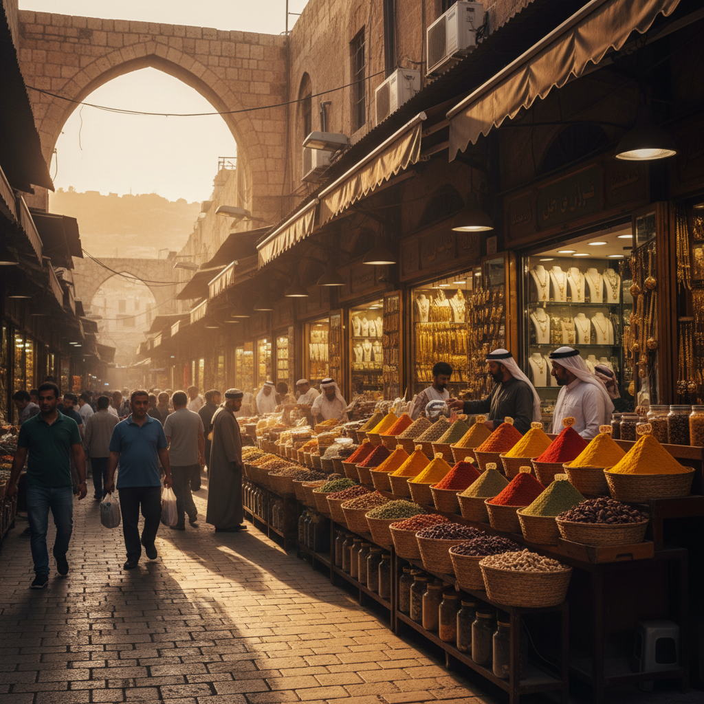 Amman downtown souk gold bazaar colorful spices