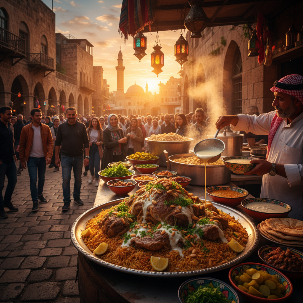 Jordan street food mansaf traditional cuisine vibrant