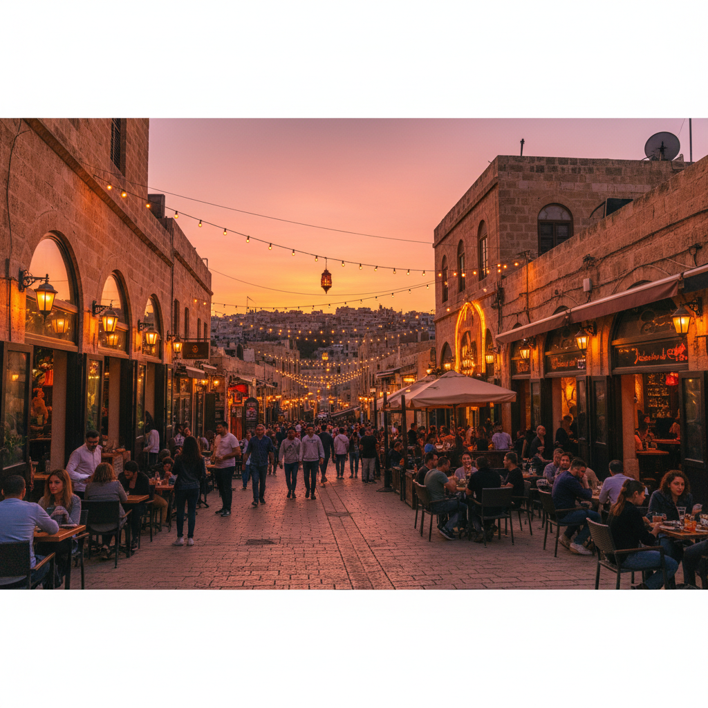 Amman Rainbow Street nightlife bar warm lights