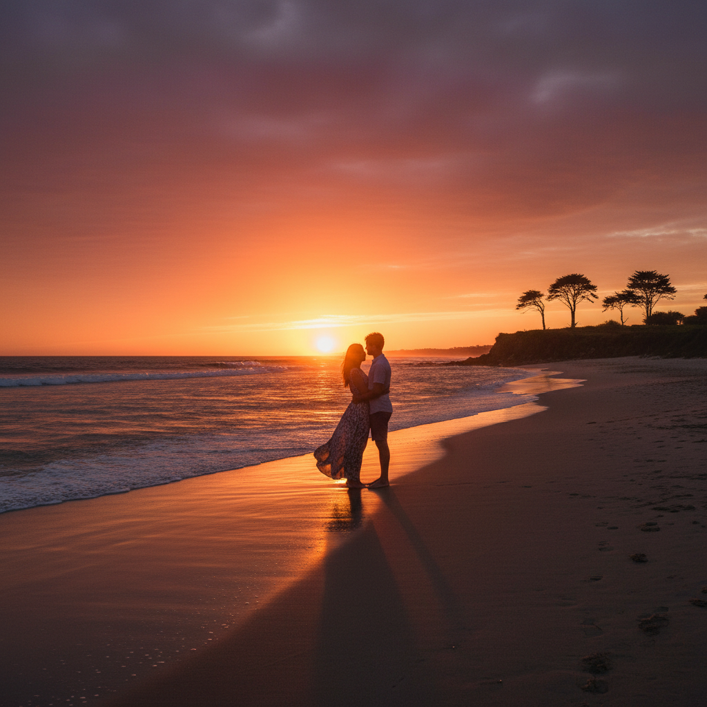 Uruguay romantic couple sunset