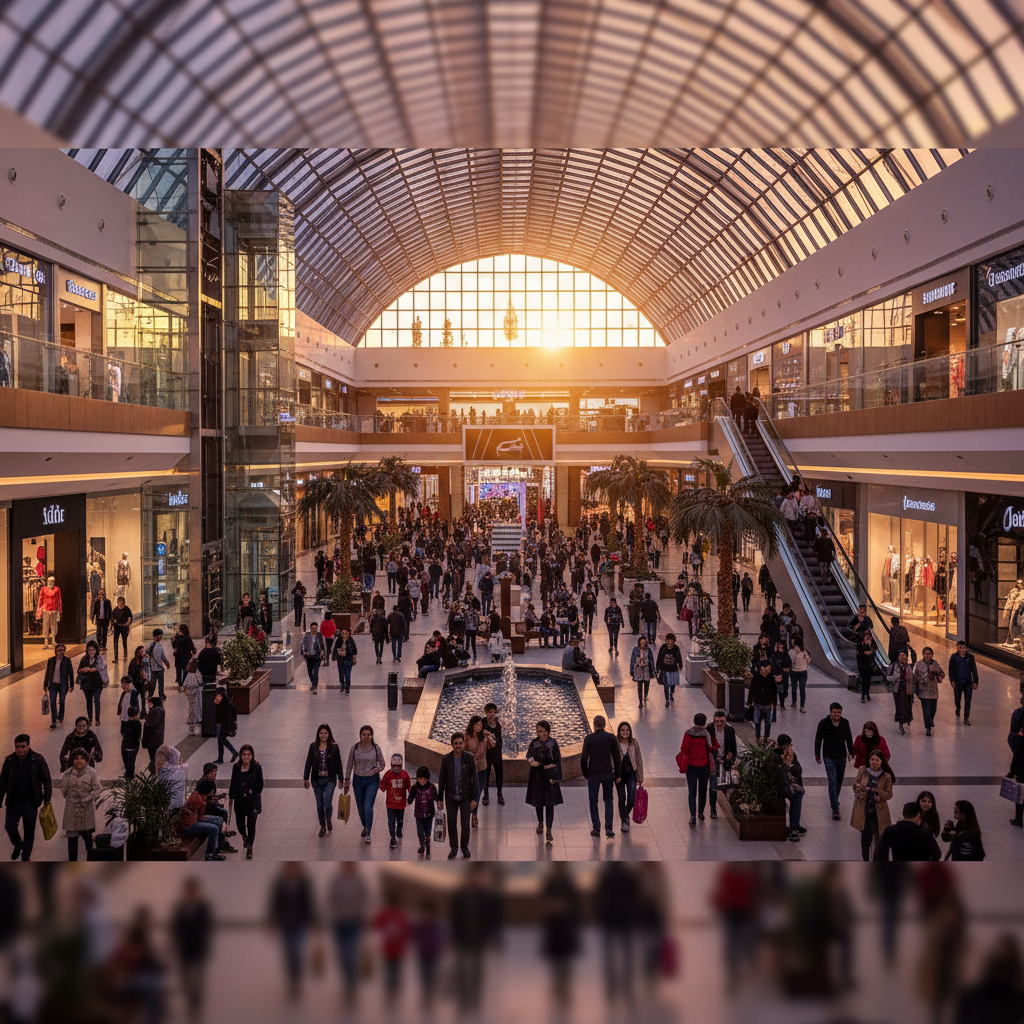 Bustling shopping mall in Tashkent, Uzbekistan, horizontal