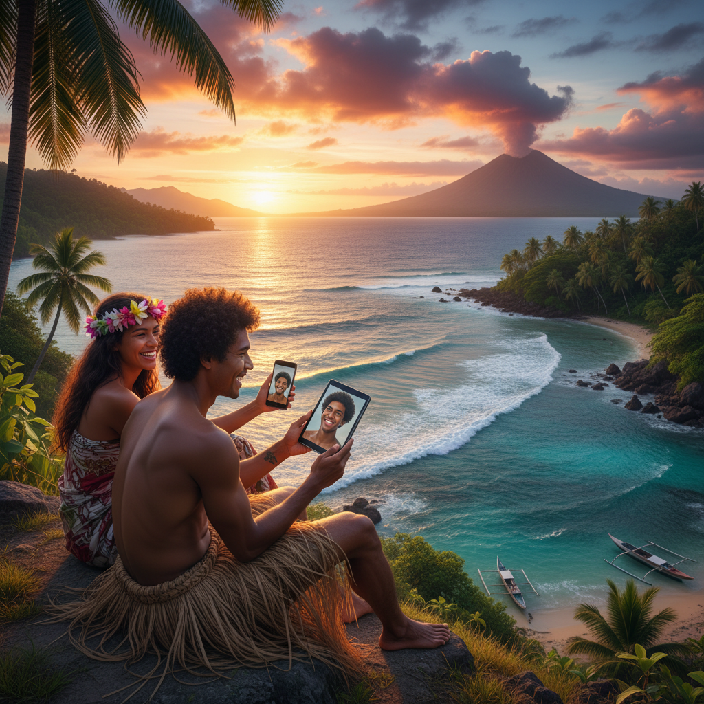 Vanuatu couple meeting online