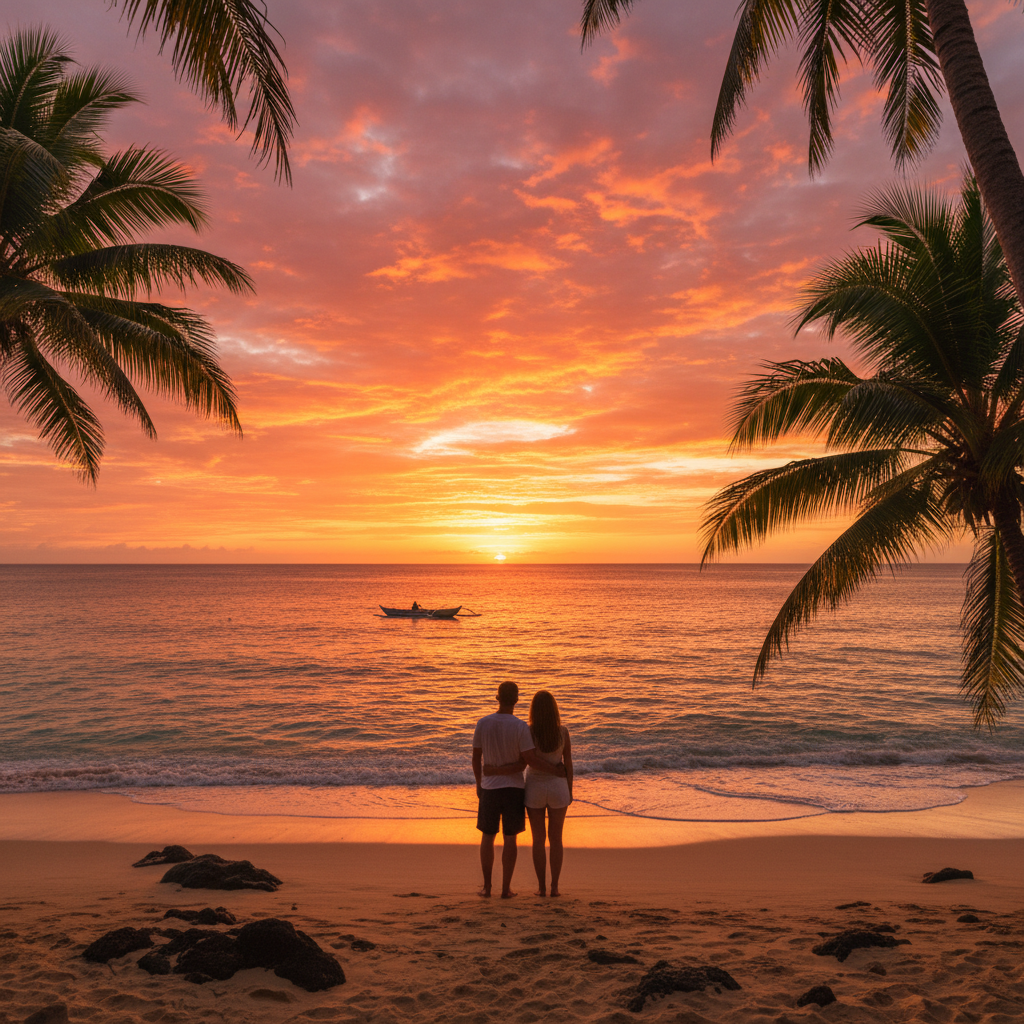 Vanuatu romantic sunset couple