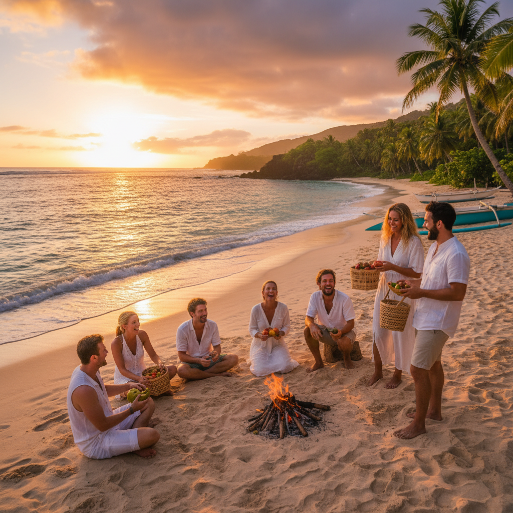 Vanuatu beach gathering friends